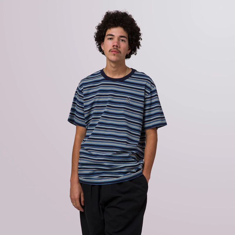Camiseta HUF: Crown Stripe SS Knit Top (Indigo)