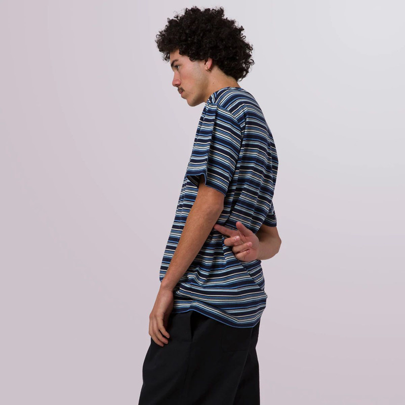 Camiseta HUF: Crown Stripe SS Knit Top (Indigo)