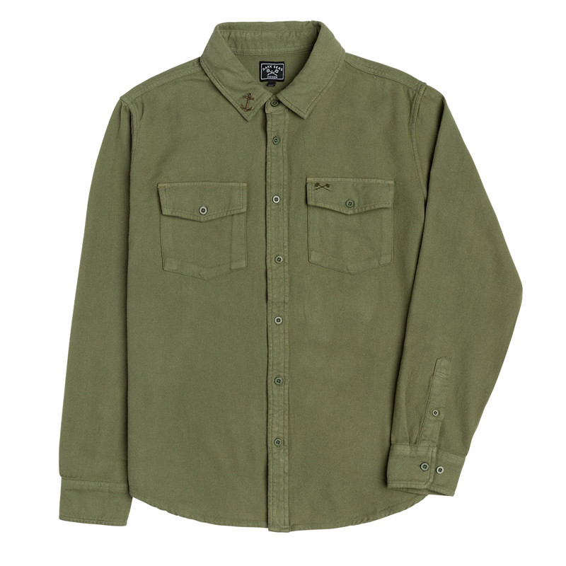 Camisa Dark Seas: Go To Flannel Garment Dyed (Green)