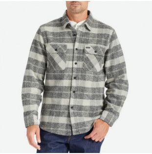 Camisa Brixton: Bowery Heavy Weight LS Flanne (Blk Charc) Brixton - 1