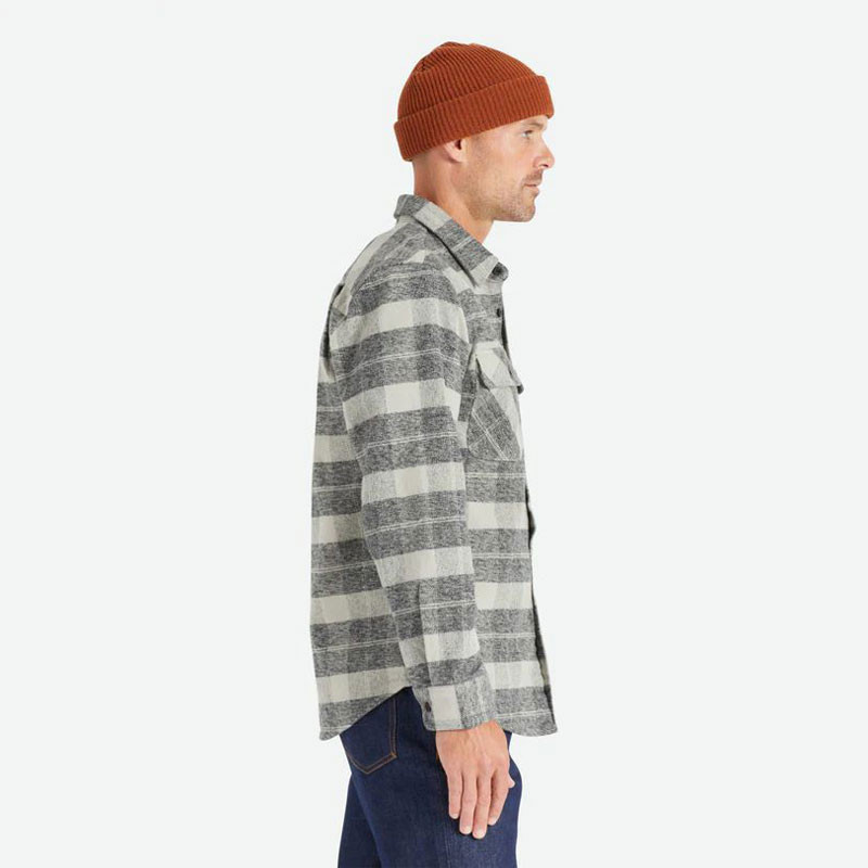 Camisa Brixton: Bowery Heavy Weight LS Flanne (Blk Charc)