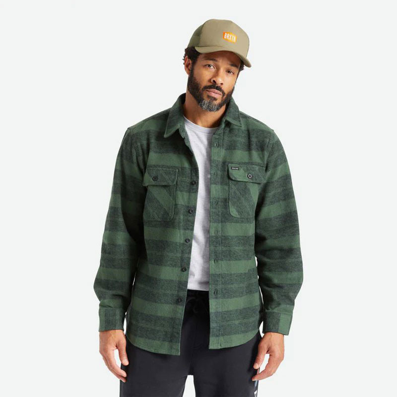 Camisa Brixton: Bowery Heavy Weight LS Flanne (Frst Gree)