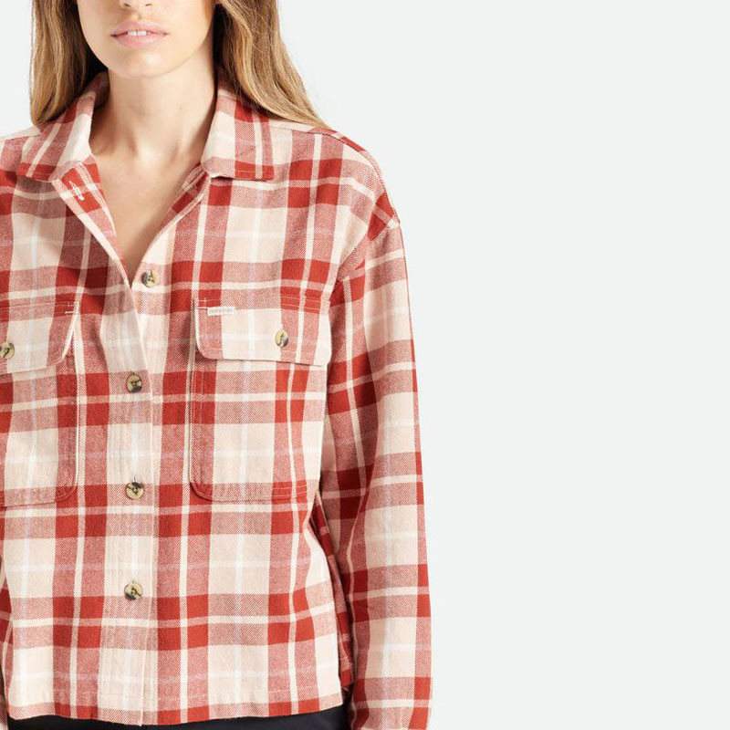 Camisa Brixton: Bowery W LS Flannel (Rose Dust)