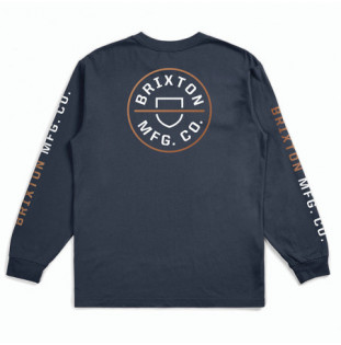 Camiseta Brixton: Crest LS Stt (Moon Ocean Brnt Orng Wt) Brixton - 1