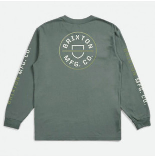 Camiseta Brixton: Crest LS Stt (Dk Forest Epsom Green Grey) Brixton - 1