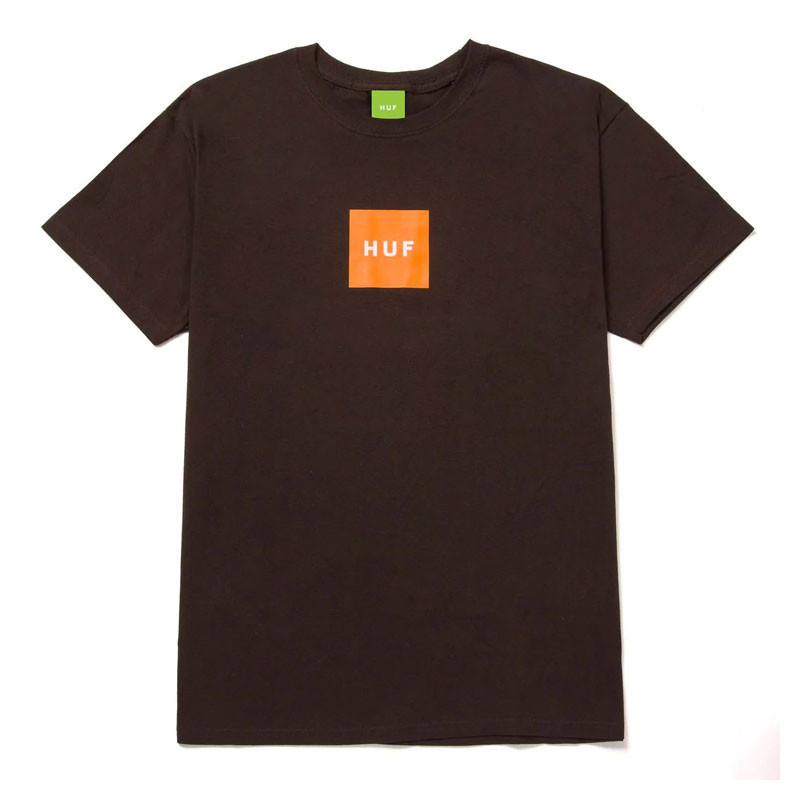 Camiseta HUF: Essentials Box Logo SS Tee (Chocolate)