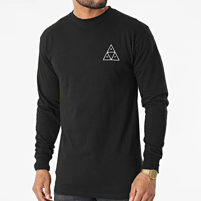 Camiseta HUF: Essentials TT LS Tee (Black)