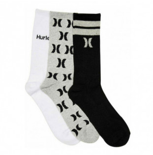 Calcetines Hurley: 3Pk Print 12 Terry Crew 9 a 11 (Wht Blk) Hurley - 1