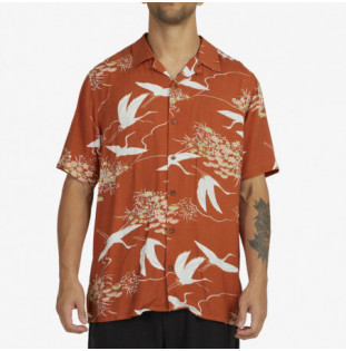 Camisa RVCA: Cranes SS Shirt (Sandlewood)