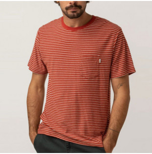 Camiseta Rhythm: Linen Stripe SS T-Shirt (Rust)