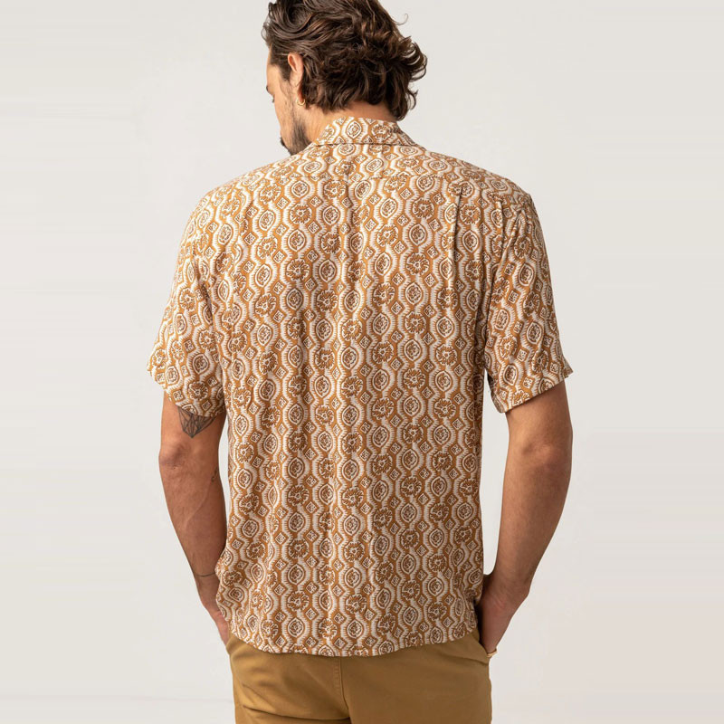 Camisa Rhythm: Floral Stripe SS Shirt (Butterscotch)