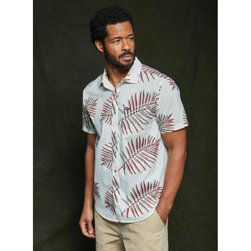 Camisa Brixton: Charter Print SS Wvn (Off White Palm Leaf)