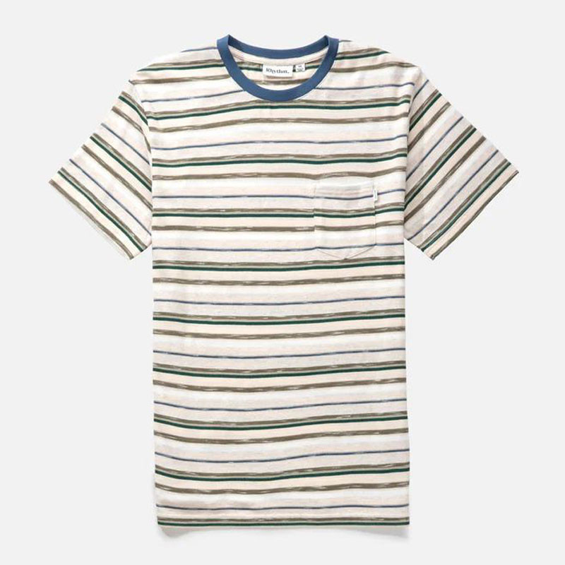 Camiseta Rhythm: Everyday Stripe SS T Shirt (Natural)
