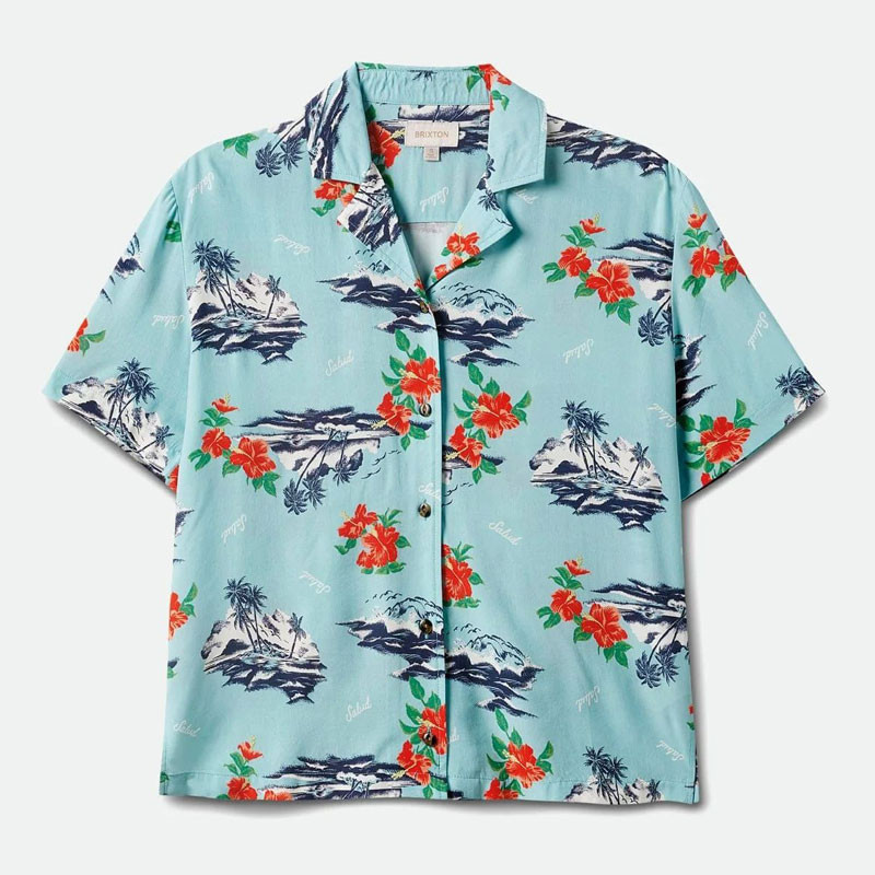 Camisa Brixton: Bunker Paradise SS Wvn (Canal Blue)