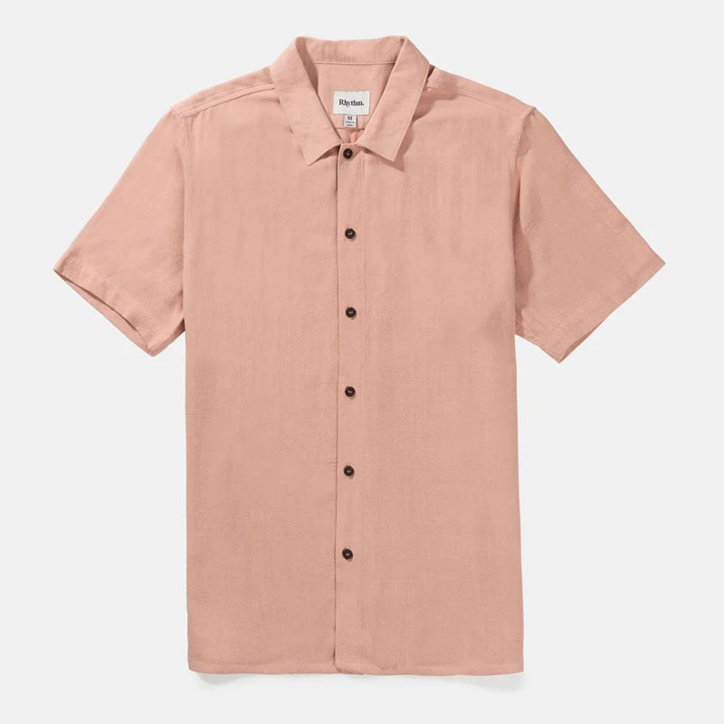 Camisa Rhythm: Textured Linen Ss Shirt (Guava)