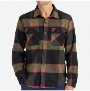 Camisa Brixton: Bowery LS Flannel (Heather Grey Charcoal)