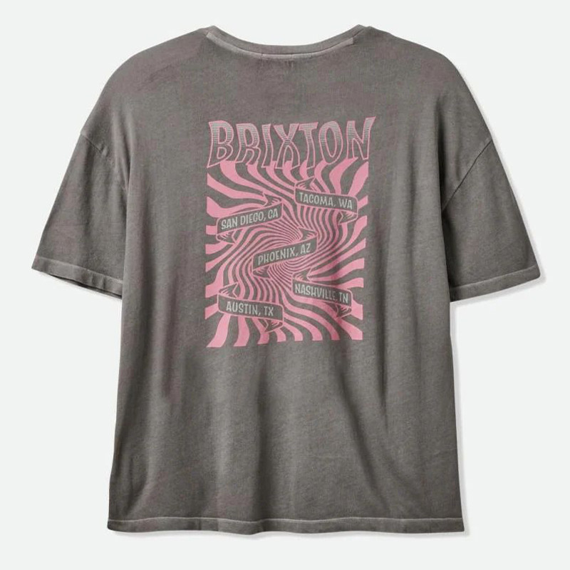 Camiseta Brixton: All Ages Oversized Bf Tee (Wash Bk Wrn Wh)