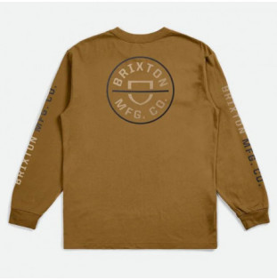 Camiseta Brixton: Crest LS Stt (Golden Brown Sand Ombre Blu)
