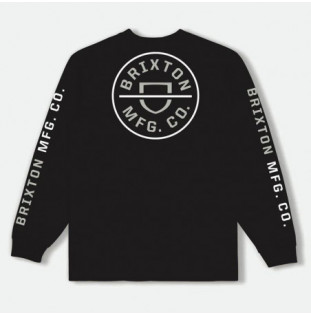 Camiseta Brixton: Crest LS Stt (Black Mineral Grey White)