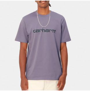 Camiseta Carhartt WIP: SS Script T Shirt (Glas Purp Discov Green)