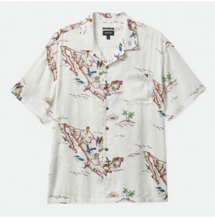 Camisa Brixton: Bunker Slub SS Wvn (Off White Map)