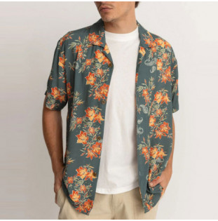 Camisa Rhythm: Tropical Paisley Cuban SS Shirt (Pine)