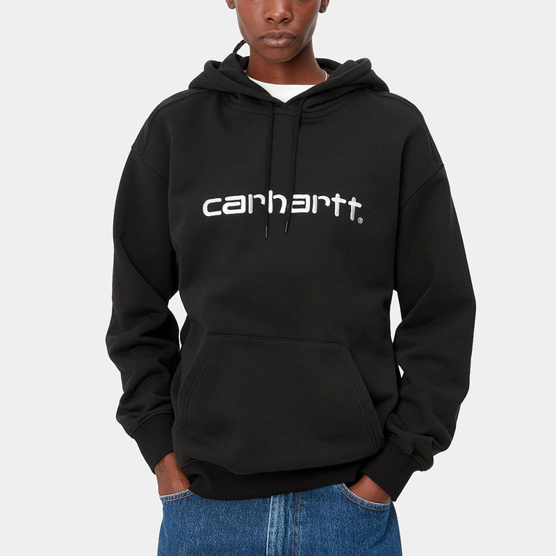 Sudadera Carhartt WIP: W Hooded Carhartt Sweatshirt (Black White)
