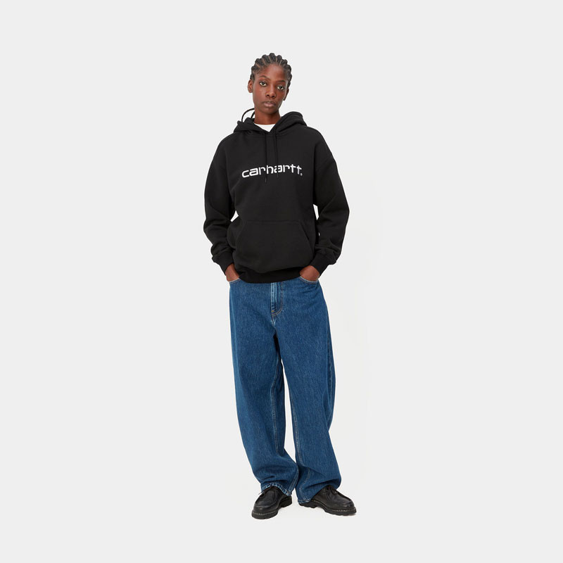 Sudadera Carhartt WIP: W Hooded Carhartt Sweatshirt (Black White)