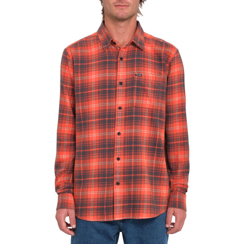 Camisa Volcom: Caden Plaid LS (Bright Red)