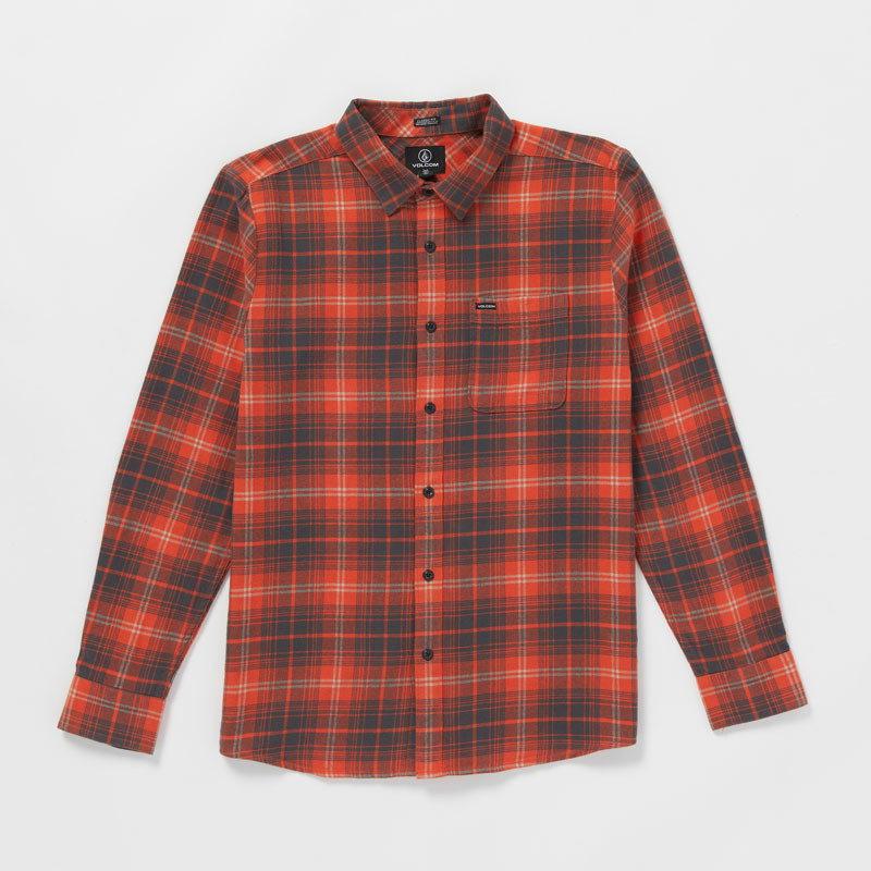 Camisa Volcom: Caden Plaid LS (Bright Red)