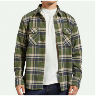 Camisa Brixton: Bowery LS Flannel (Cyprs Green Wash Ny Wt)