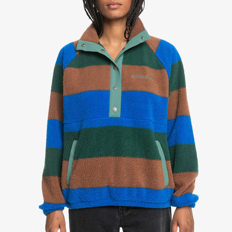 Sudadera Quiksilver: Uni Half Zip Polar (Printed Stripe Forest)