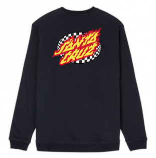 Sudadera Santa Cruz: Oval Check Flame Crew (Black)