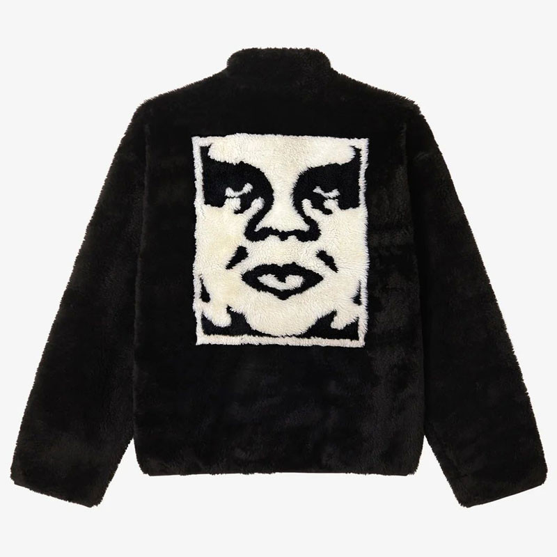 Chaqueta Obey: Icon Face Sherpa Jacket (Black)