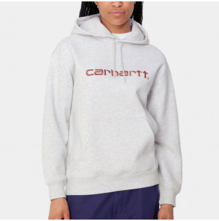 Sudadera Carhartt WIP: W Hooded Carhartt Sweat (Ash Hea Dst Rose)