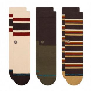 Calcetines Stance: Mill House 3 Pack Crew (Dark Brown)