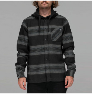 Camisa Salty Crew: Outback Hooded Flannel (Coal)