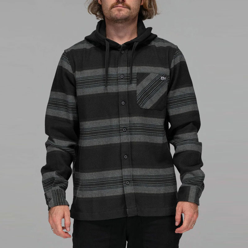 Camisa Salty Crew: Outback Hooded Flannel (Coal)