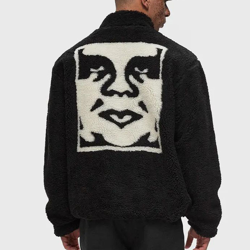 Chaqueta Obey: Icon Face Sherpa Jacket (Black)