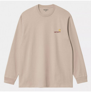 Camiseta Carhartt WIP: LS American Script T-Shirt (Fleur De Sel)