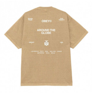 Camiseta Obey: Obey Around The Globe (Pigment Lgt Khaki)