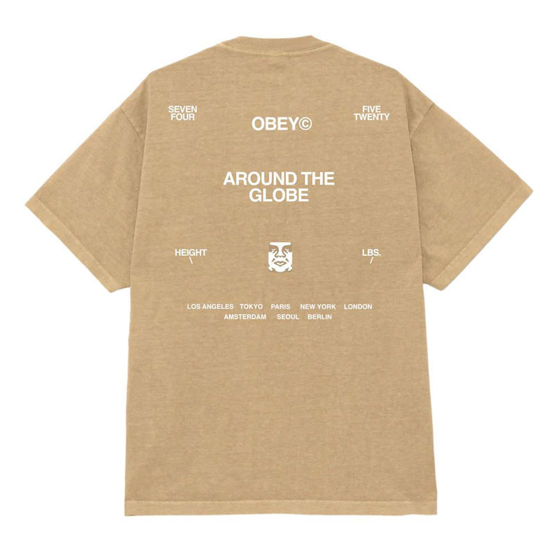 Camiseta Obey: Obey Around The Globe (Pigment Lgt Khaki)