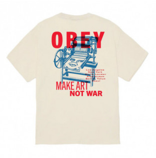 Camiseta Obey: Obey Printing Press Make Art (Cream)