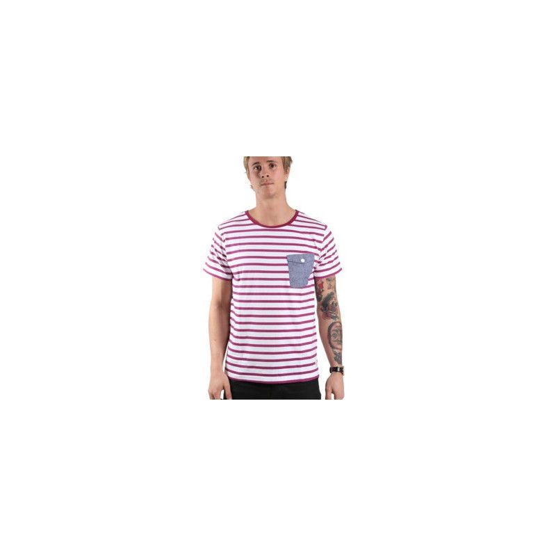 Camiseta CLWR: POCKET TEE (BORDEAUX STRIPE)