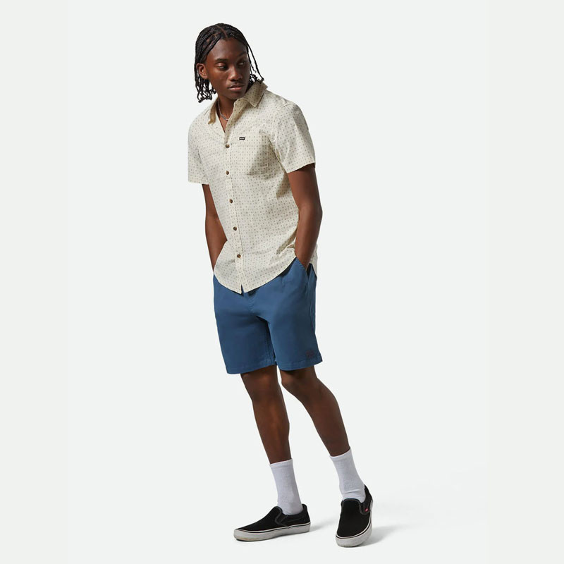 Camisa Brixton: Charter Print SS (Off White Micro Floral)