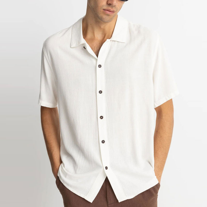 Camisa Rhythm: Textured Linen SS Shirt (Natural)