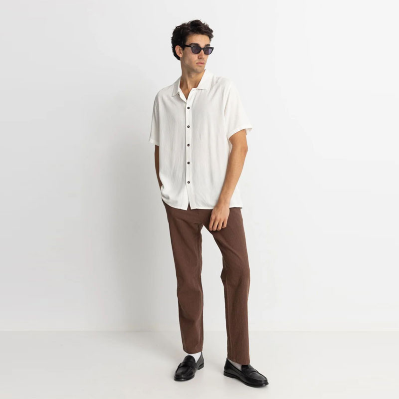 Camisa Rhythm: Textured Linen SS Shirt (Natural)