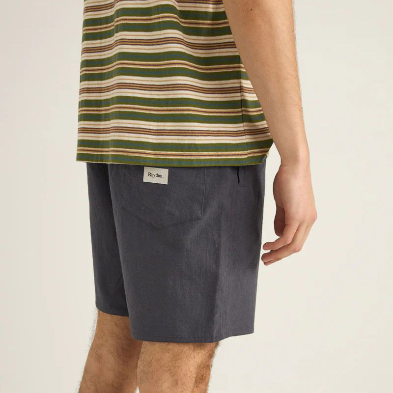 Bermuda Rhythm: Textured Linen Jam (Navy)