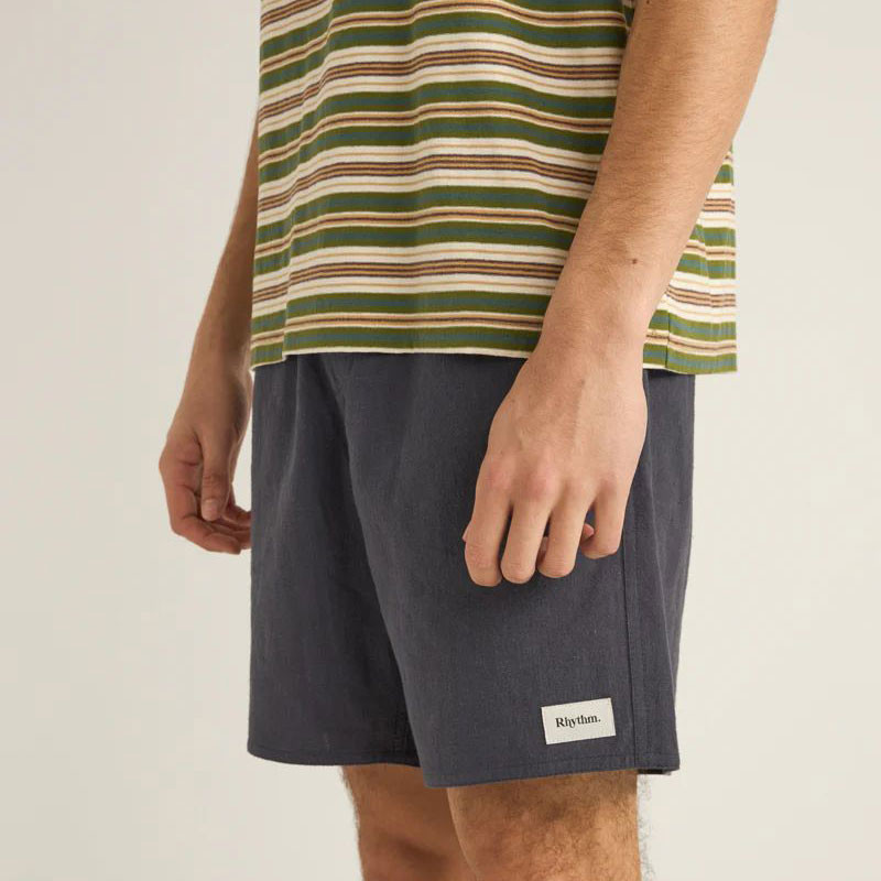 Bermuda Rhythm: Textured Linen Jam (Navy)
