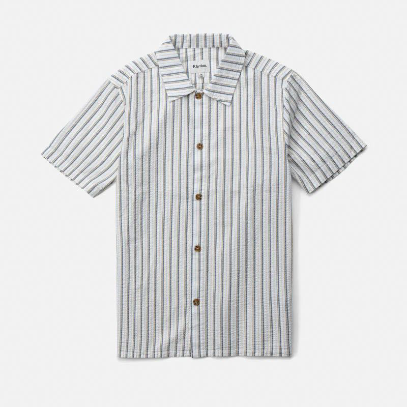 Camisa Rhythm: Seersucker Stripe SS Shirt (White)